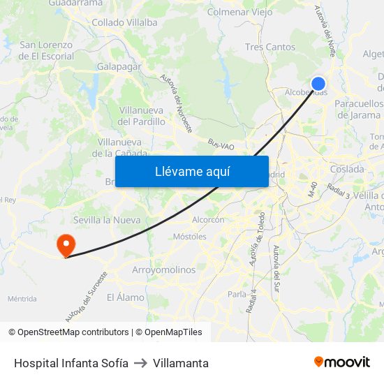 Hospital Infanta Sofía to Villamanta map