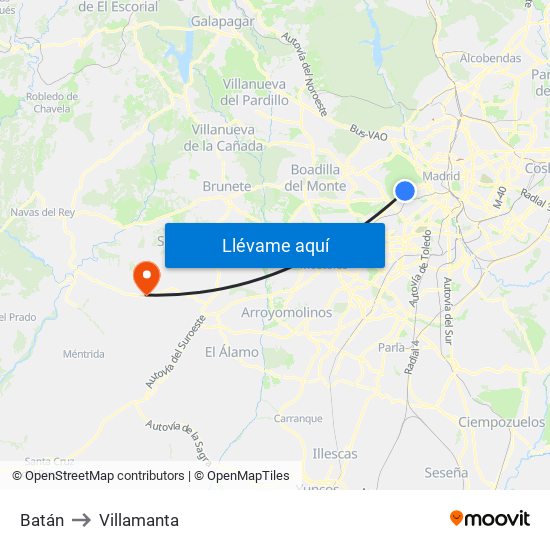 Batán to Villamanta map