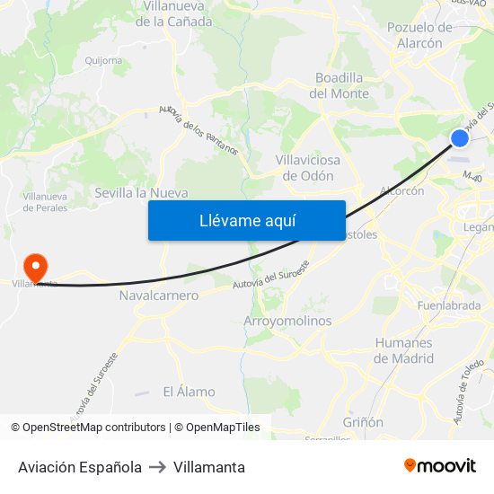 Aviación Española to Villamanta map