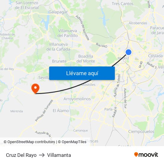 Cruz Del Rayo to Villamanta map