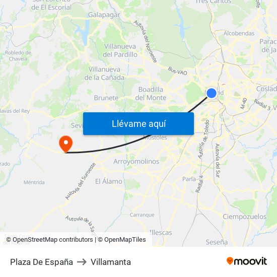Plaza De España to Villamanta map