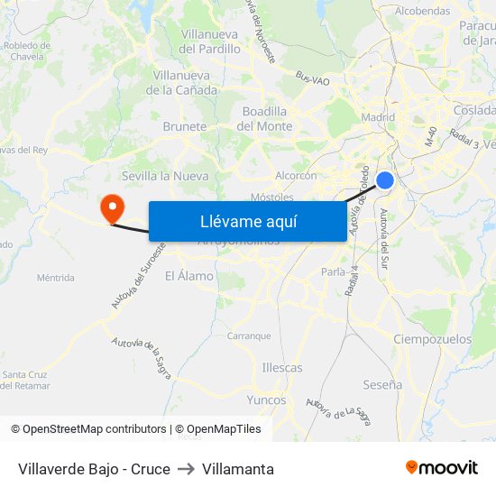 Villaverde Bajo - Cruce to Villamanta map