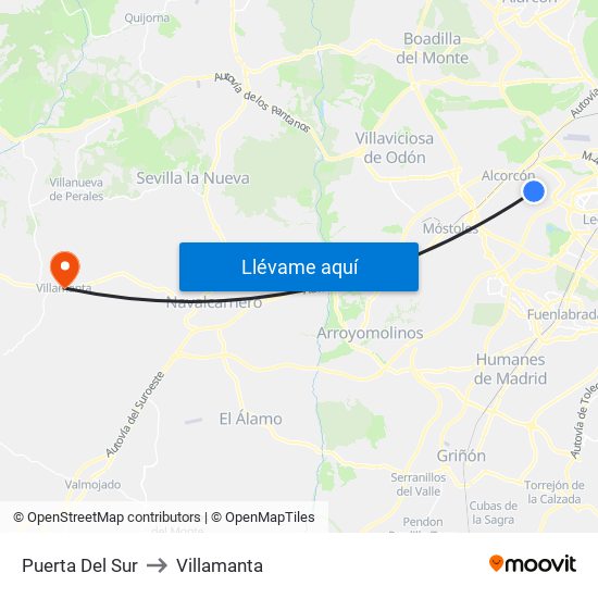 Puerta Del Sur to Villamanta map