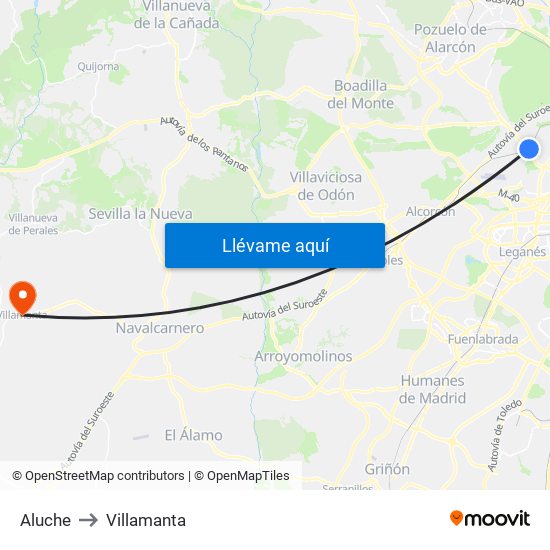 Aluche to Villamanta map