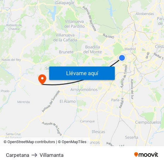 Carpetana to Villamanta map