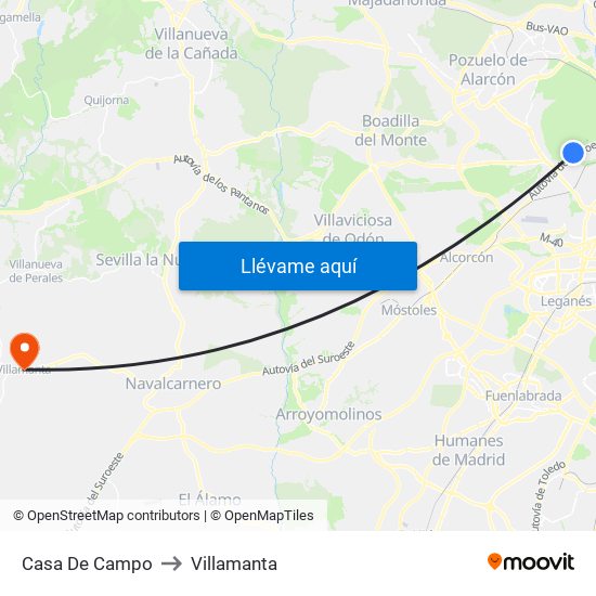 Casa De Campo to Villamanta map