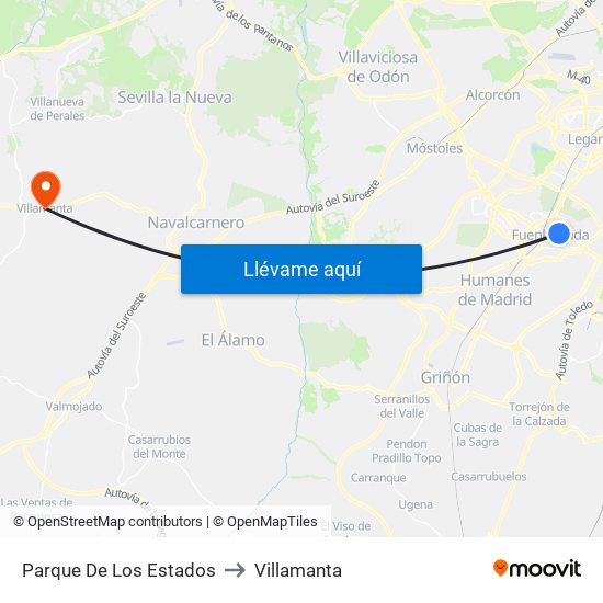 Parque De Los Estados to Villamanta map