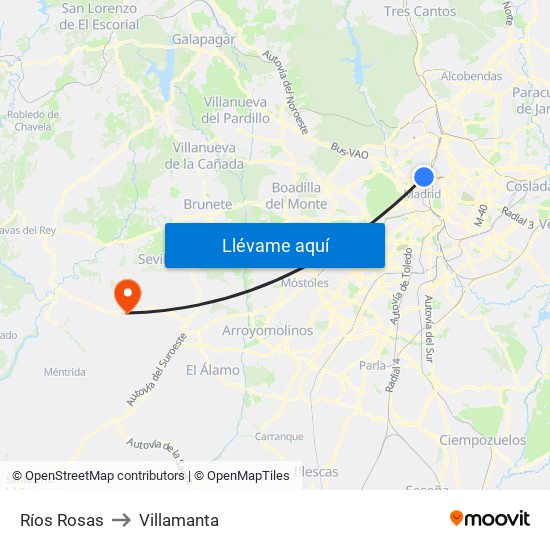 Ríos Rosas to Villamanta map