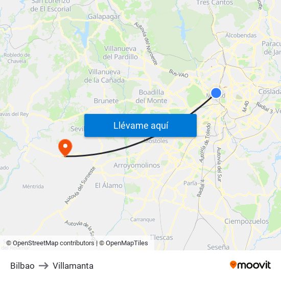 Bilbao to Villamanta map
