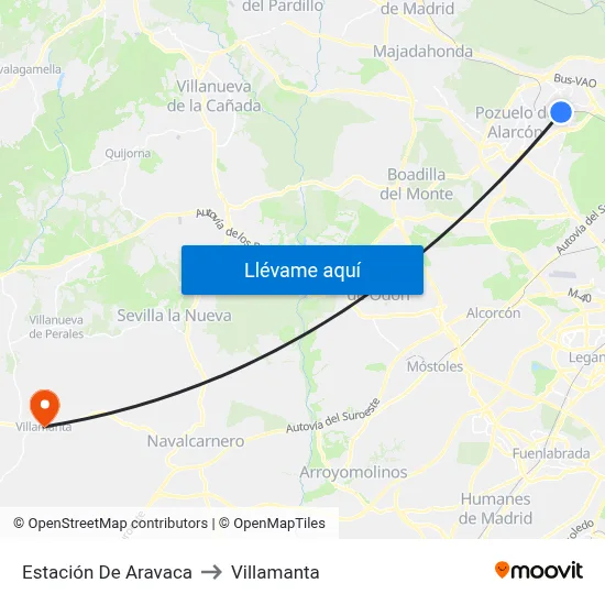 Estación De Aravaca to Villamanta map