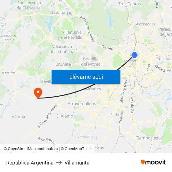 República Argentina to Villamanta map