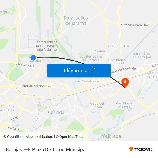 Barajas to Plaza De Toros Municipal map