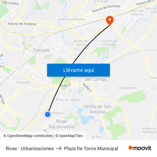 Rivas - Urbanizaciones to Plaza De Toros Municipal map
