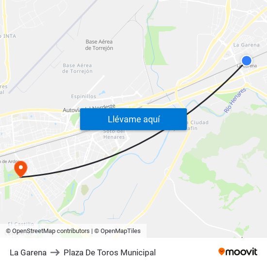 La Garena to Plaza De Toros Municipal map