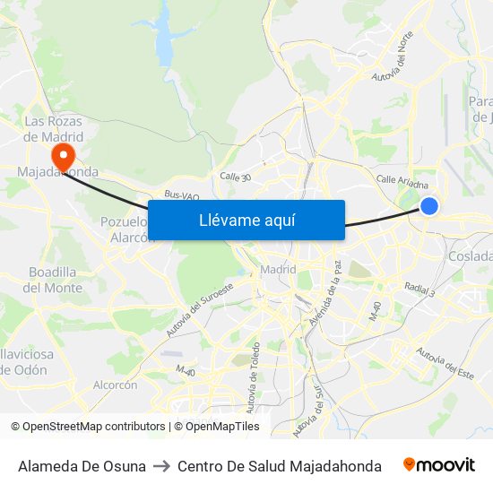 Alameda De Osuna to Centro De Salud Majadahonda map
