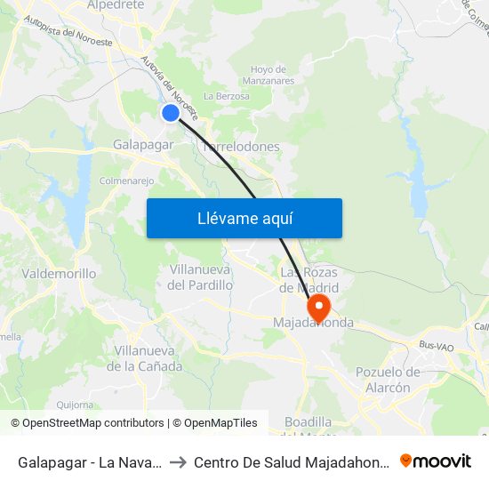 Galapagar - La Navata to Centro De Salud Majadahonda map