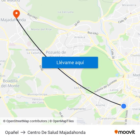 Opañel to Centro De Salud Majadahonda map