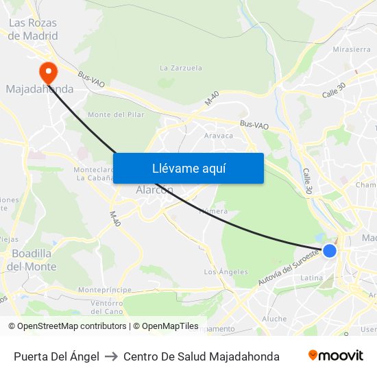 Puerta Del Ángel to Centro De Salud Majadahonda map