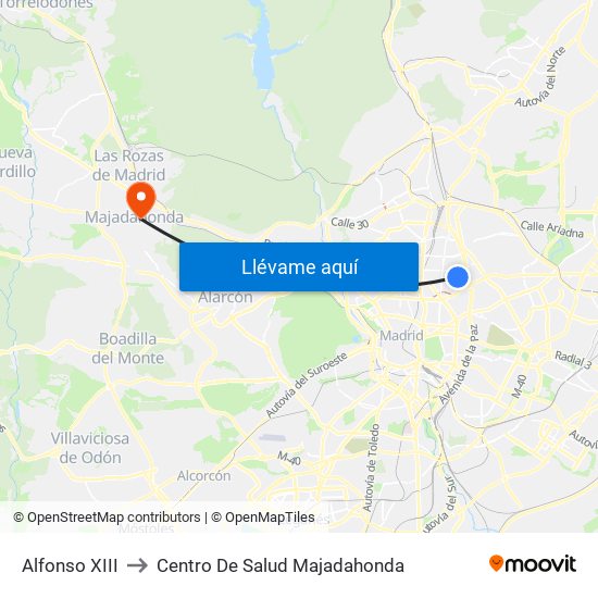 Alfonso XIII to Centro De Salud Majadahonda map