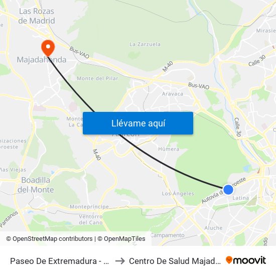 Paseo De Extremadura - El Greco to Centro De Salud Majadahonda map