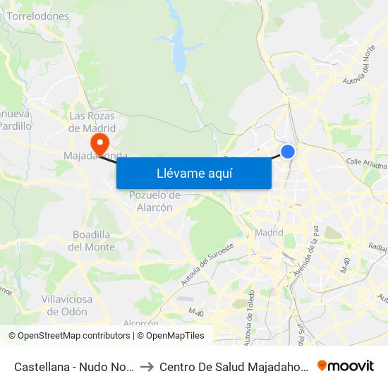 Castellana - Nudo Norte to Centro De Salud Majadahonda map