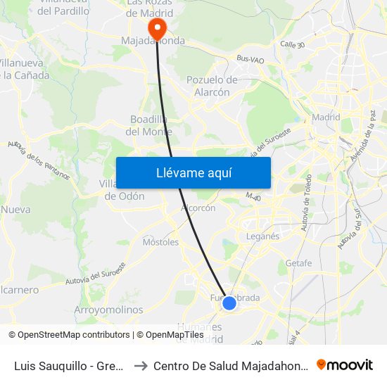 Luis Sauquillo - Grecia to Centro De Salud Majadahonda map