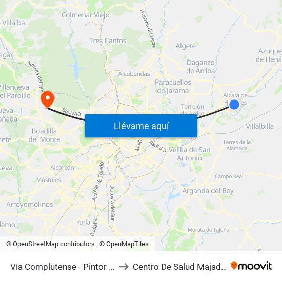 Vía Complutense - Pintor Picasso to Centro De Salud Majadahonda map