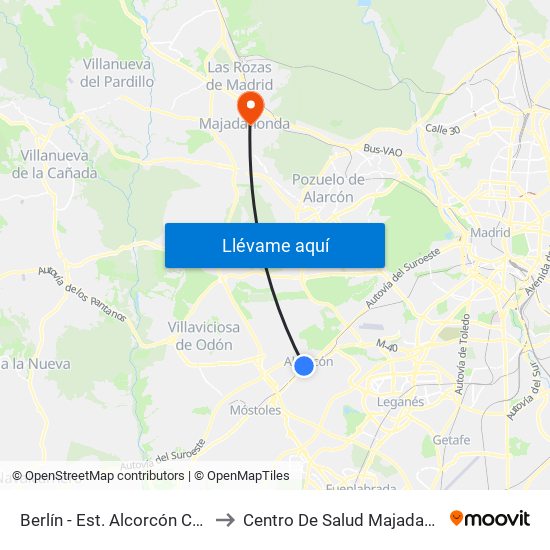 Berlín - Est. Alcorcón Central to Centro De Salud Majadahonda map