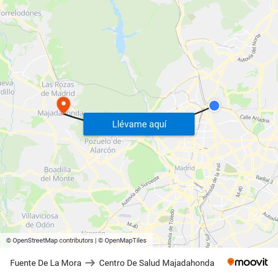 Fuente De La Mora to Centro De Salud Majadahonda map