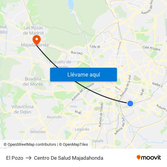 El Pozo to Centro De Salud Majadahonda map