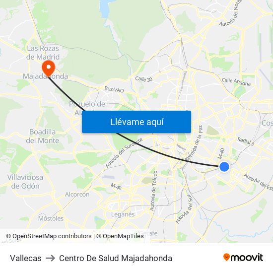 Vallecas to Centro De Salud Majadahonda map