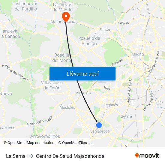 La Serna to Centro De Salud Majadahonda map