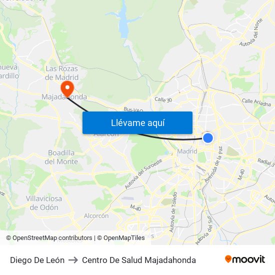 Diego De León to Centro De Salud Majadahonda map
