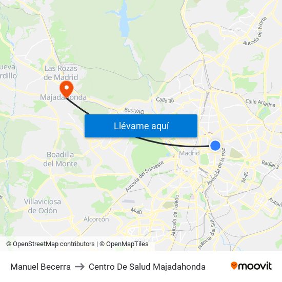 Manuel Becerra to Centro De Salud Majadahonda map