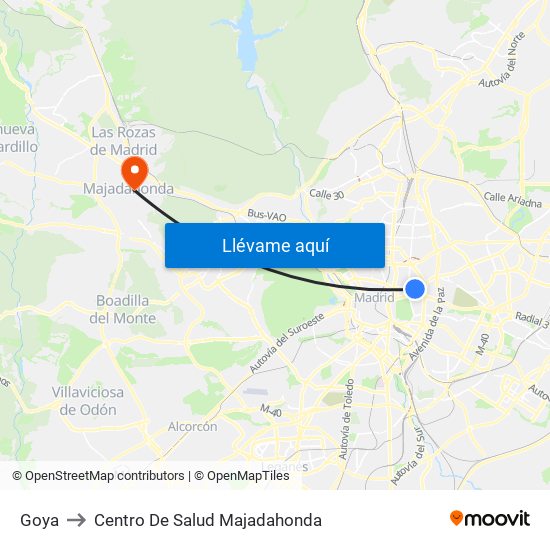 Goya to Centro De Salud Majadahonda map