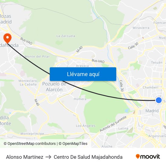 Alonso Martínez to Centro De Salud Majadahonda map