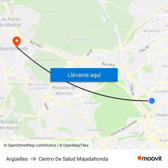 Argüelles to Centro De Salud Majadahonda map