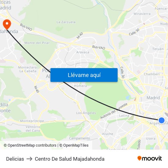 Delicias to Centro De Salud Majadahonda map