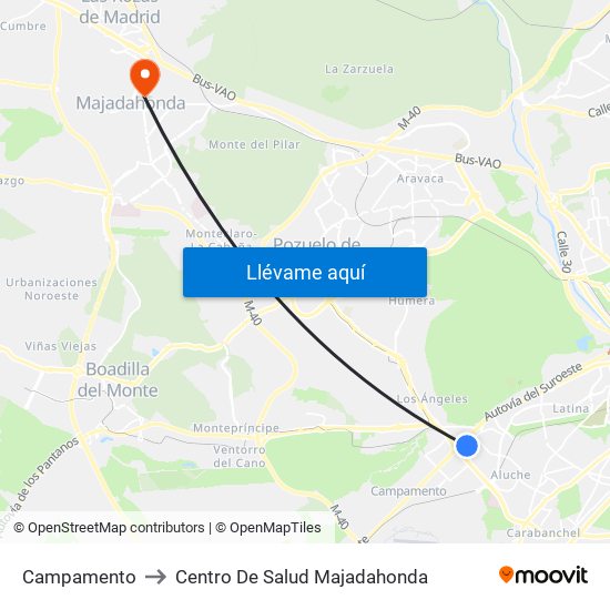 Campamento to Centro De Salud Majadahonda map