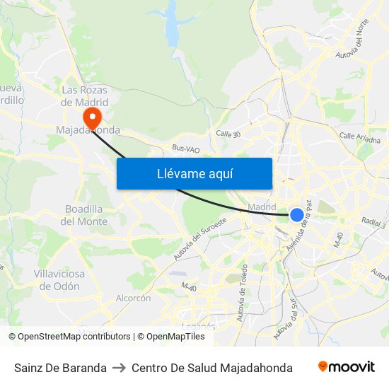 Sainz De Baranda to Centro De Salud Majadahonda map