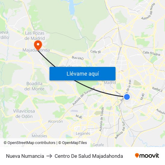 Nueva Numancia to Centro De Salud Majadahonda map