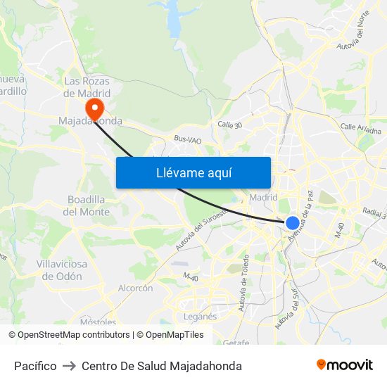 Pacífico to Centro De Salud Majadahonda map