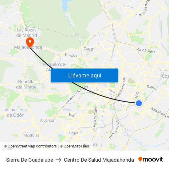 Sierra De Guadalupe to Centro De Salud Majadahonda map