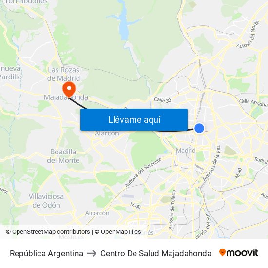 República Argentina to Centro De Salud Majadahonda map