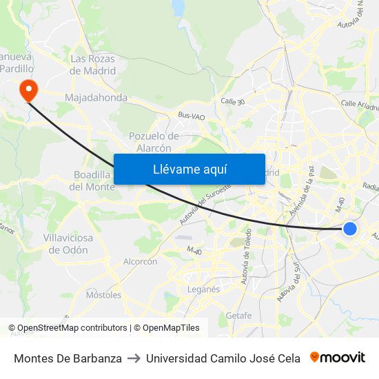 Montes De Barbanza to Universidad Camilo José Cela map