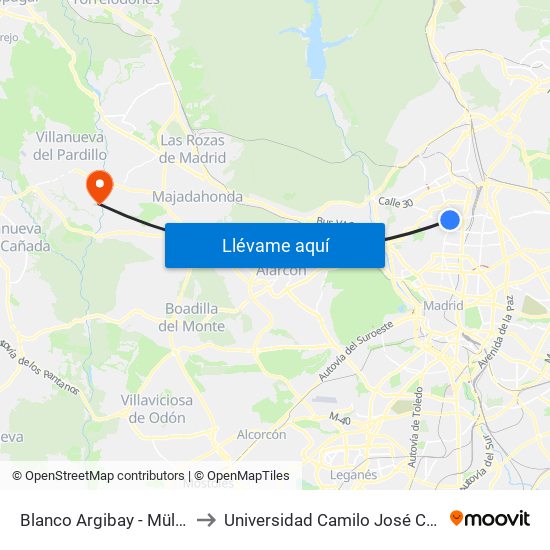 Blanco Argibay - Müller to Universidad Camilo José Cela map