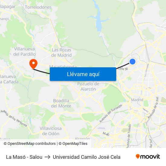 La Masó - Salou to Universidad Camilo José Cela map