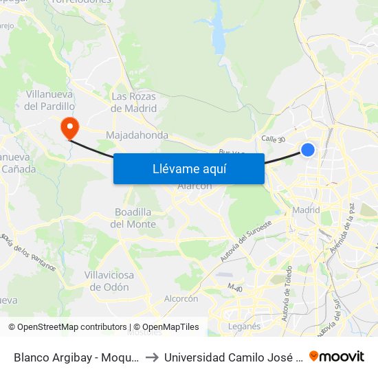 Blanco Argibay - Moquetas to Universidad Camilo José Cela map