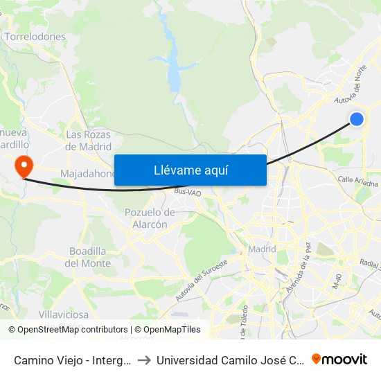 Camino Viejo - Intergolf to Universidad Camilo José Cela map