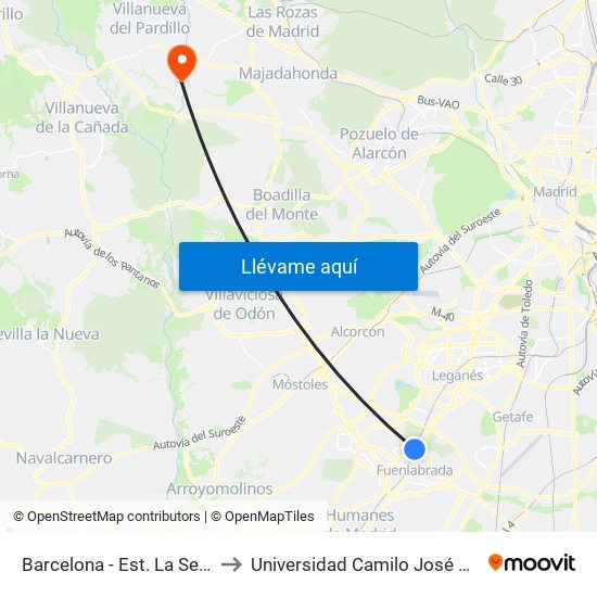 Barcelona - Est. La Serna to Universidad Camilo José Cela map